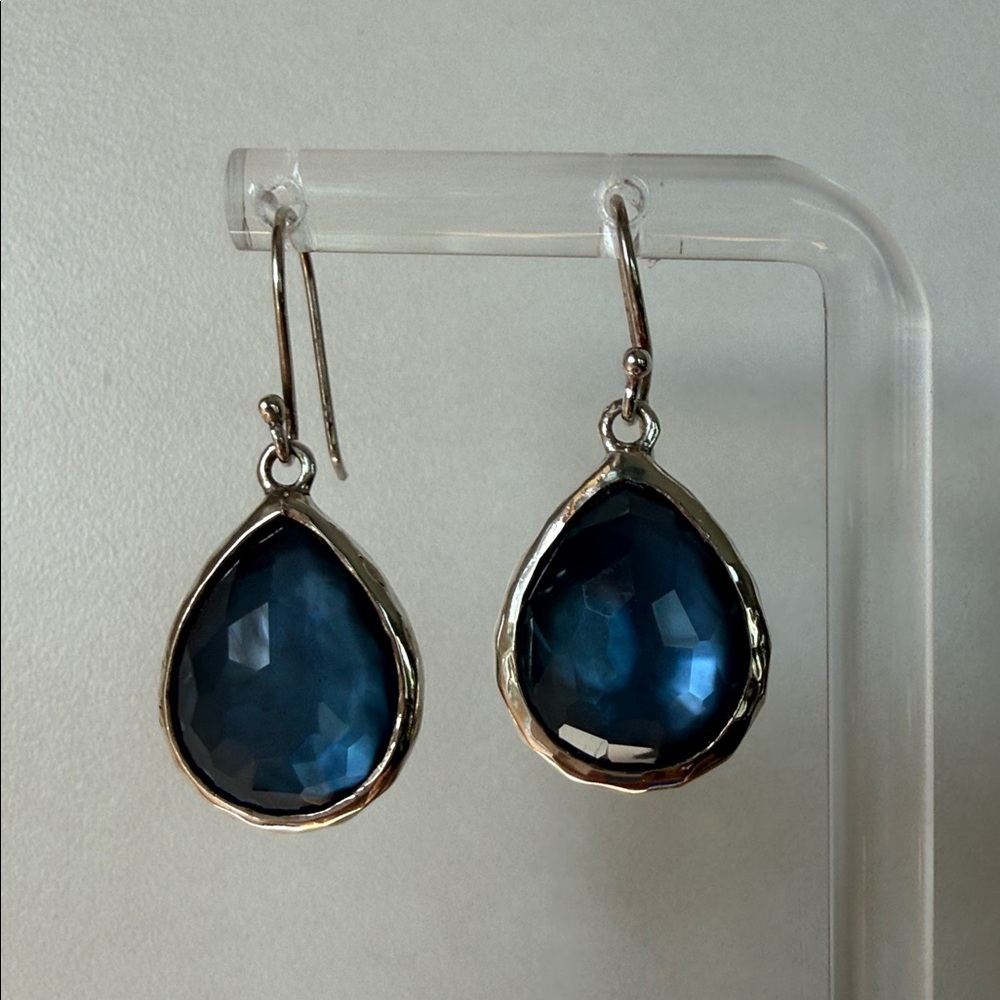 Ippolita Wonderland Earrings Teardrop Doublet Sterling Silver & Deep Blue Stone - Picture 4 of 12